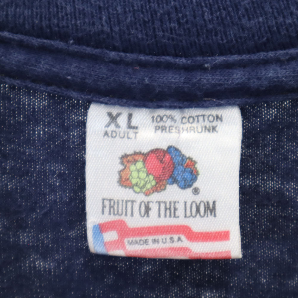 FRUIT OF THE LOOM フルーツオブザルーム 90s USA製 プリント 半袖 KANSAS ヒマワリ Tシャツ XL ネイビー系 オールド ヴィンテージ メンズ
