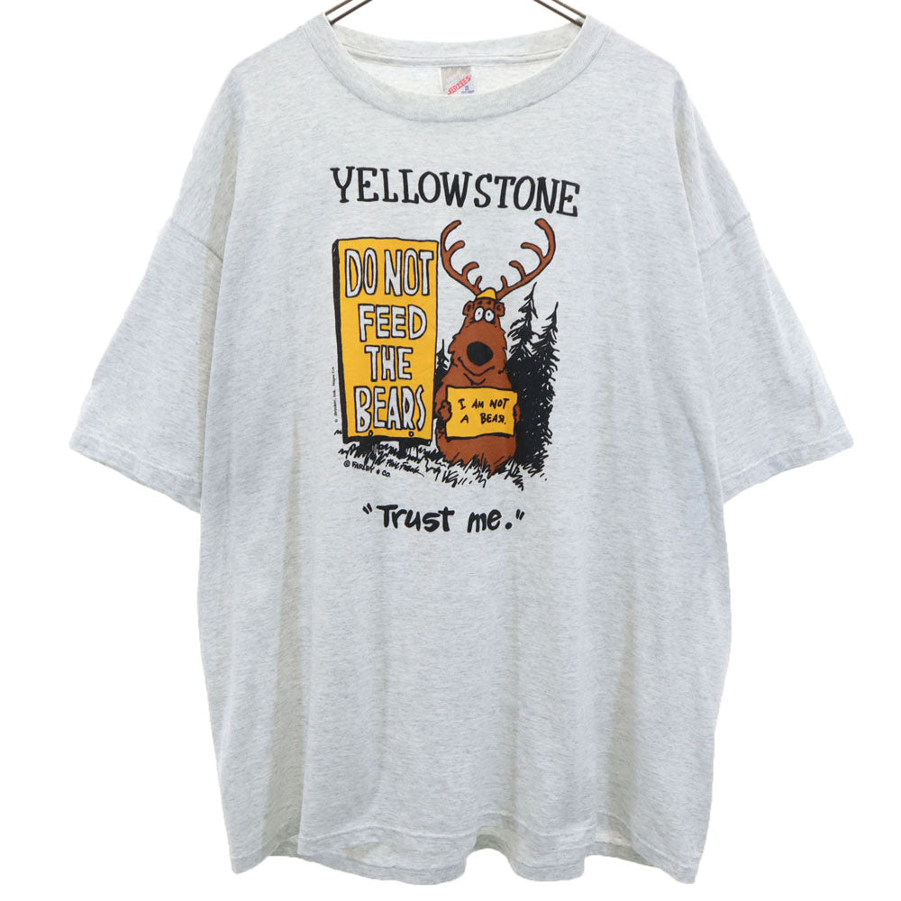 JERZEES ジャージーズ 90s USA製 プリント 半袖 Tシャツ 2X グレー系 ビッグサイズ オールド ヴィンテージ メンズ