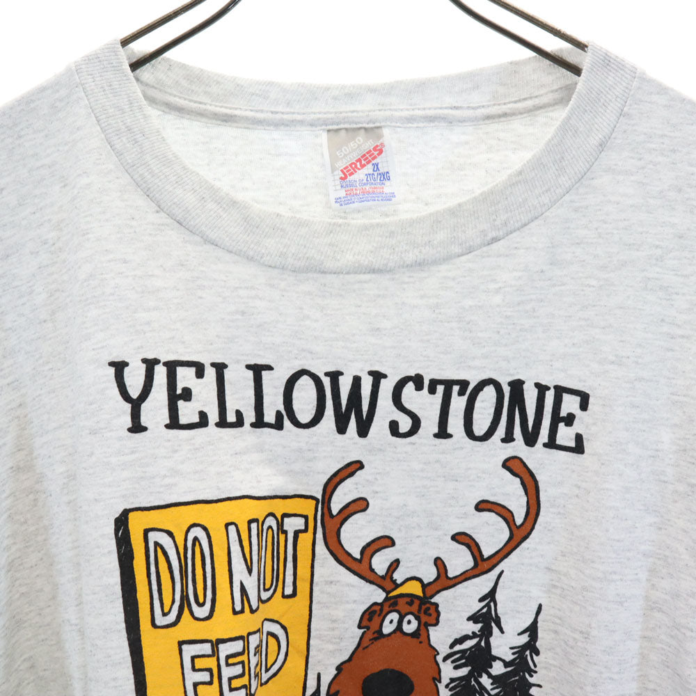 JERZEES ジャージーズ 90s USA製 プリント 半袖 Tシャツ 2X グレー系 ビッグサイズ オールド ヴィンテージ メンズ