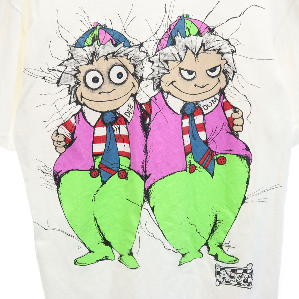 アンダジア 90s バックプリント 半袖 アリスワンダーランド トゥイードルダム/トゥイードルディー Tシャツ M ホワイト系 シングルステッチ オールド ヴィンテージ メンズ