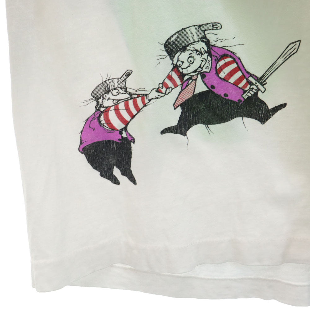 アンダジア 90s バックプリント 半袖 アリスワンダーランド トゥイードルダム/トゥイードルディー Tシャツ M ホワイト系 シングルステッチ オールド ヴィンテージ メンズ