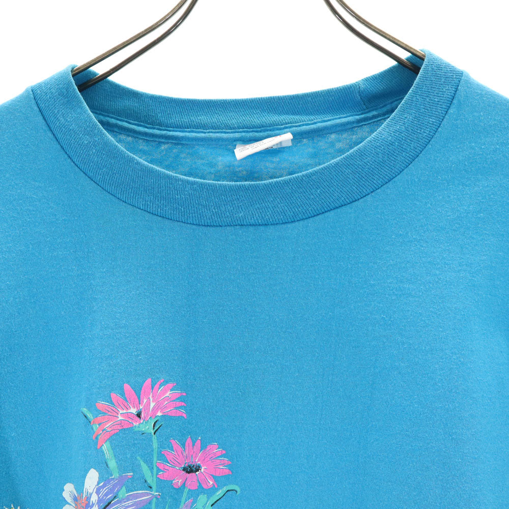 anbil アンビル 90s USA製 花 プリント 半袖 Tシャツ XL ブルー系 オールド ヴィンテージ メンズ