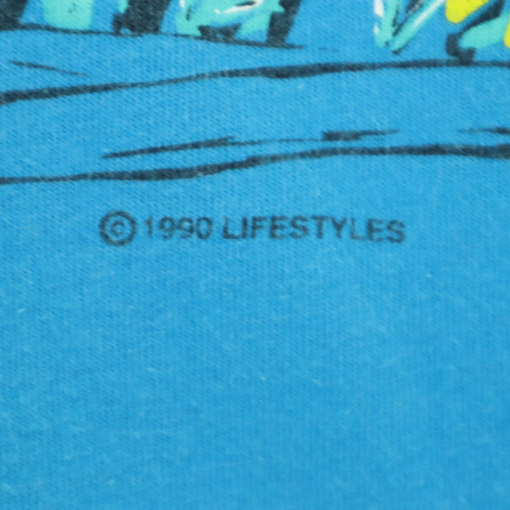 anbil アンビル 90s USA製 花 プリント 半袖 Tシャツ XL ブルー系 オールド ヴィンテージ メンズ