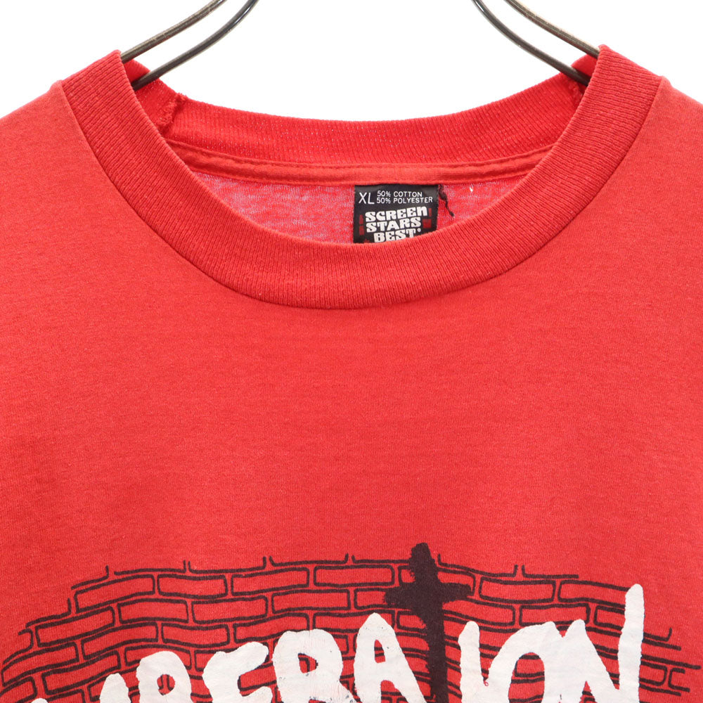 SCREEN STARS スクリーンスターズ 90s USA製 プリント 半袖 シングルステッチ Tシャツ XL レッド系 オールド ヴィンテージ メンズ