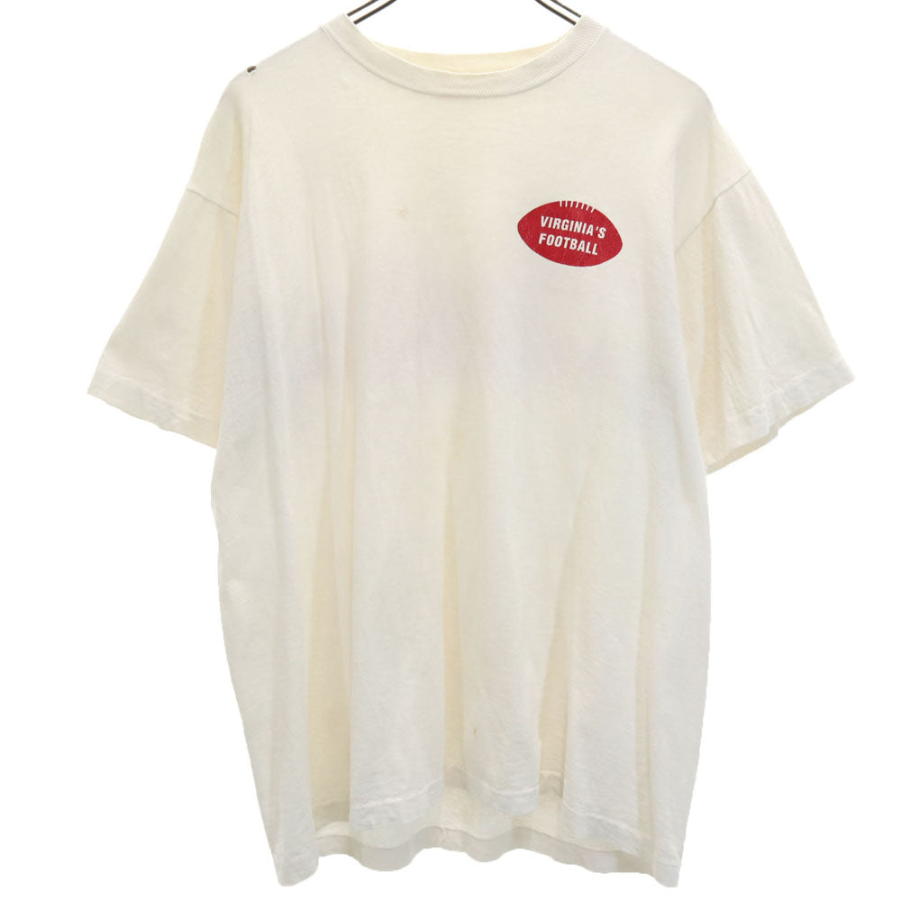 FRUIT OF THE LOOM フルーツオブザルーム 90s USA製 バックプリント 半袖 シングルステッチ Tシャツ XL アイボリー系 アメリカンフットボール バージニア オールド ヴィンテージ メンズ