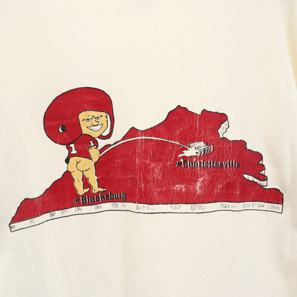 FRUIT OF THE LOOM フルーツオブザルーム 90s USA製 バックプリント 半袖 シングルステッチ Tシャツ XL アイボリー系 アメリカンフットボール バージニア オールド ヴィンテージ メンズ