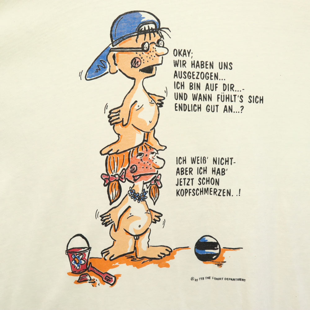 イラスト プリント 半袖 Tシャツ アイボリー系 メンズ