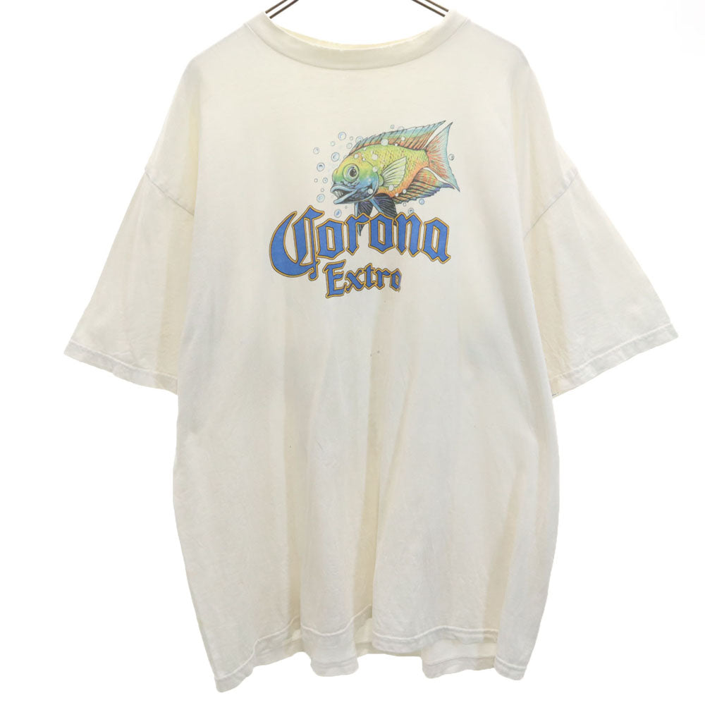 オールアメリカンウェア 90s USA製 コロナ エキストラ 半袖 Tシャツ 2XL ホワイト ALL AMERICAN WEAR ビッグサイズ Corona Extra フィッシュ オールド ヴィンテージ メンズ
