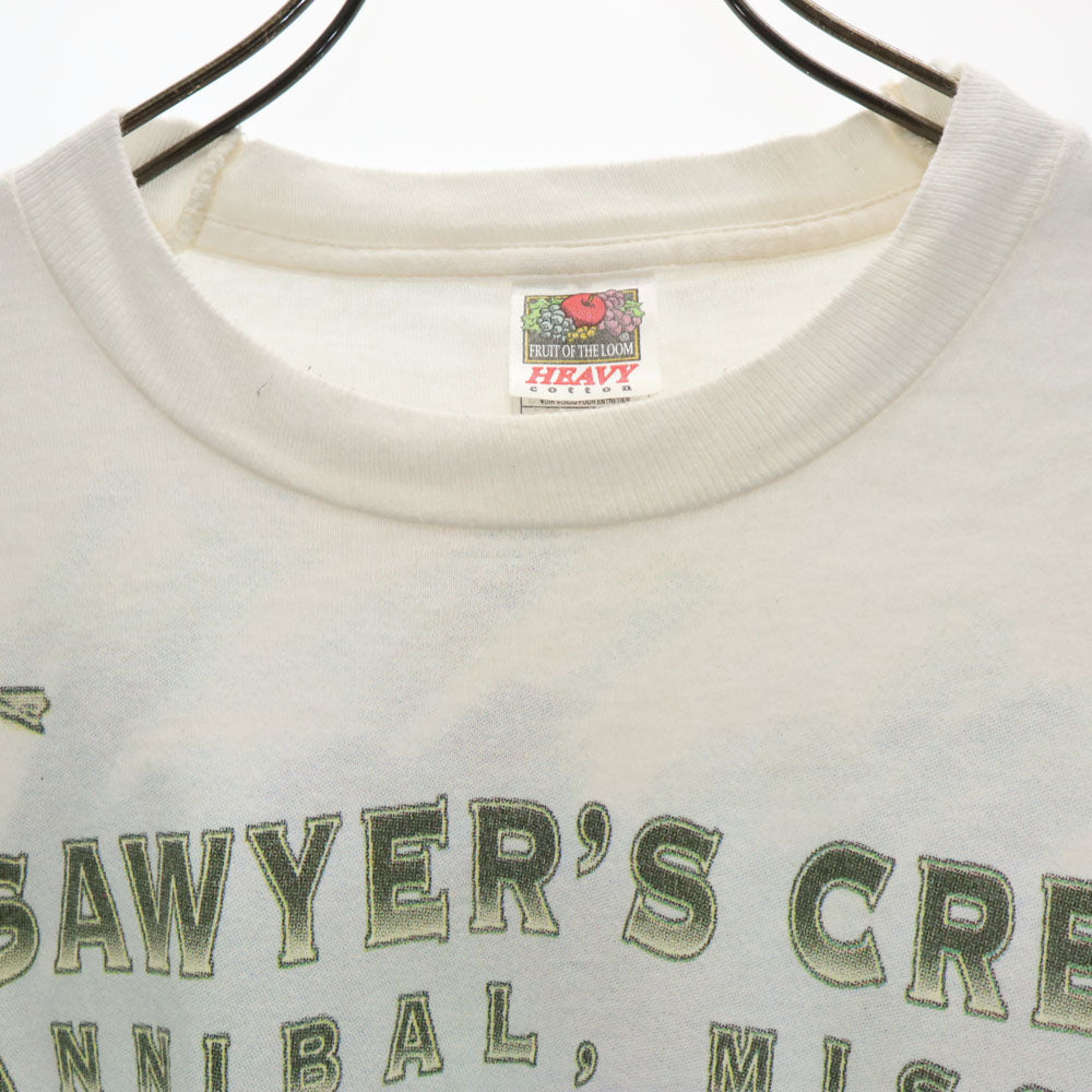 フルーツオブザルーム 90s 半袖 シングルステッチ Tシャツ L ホワイト FRUIT OF THE LOOM ヘビーコットン フィッシュ カエル オールド ヴィンテージ メンズ