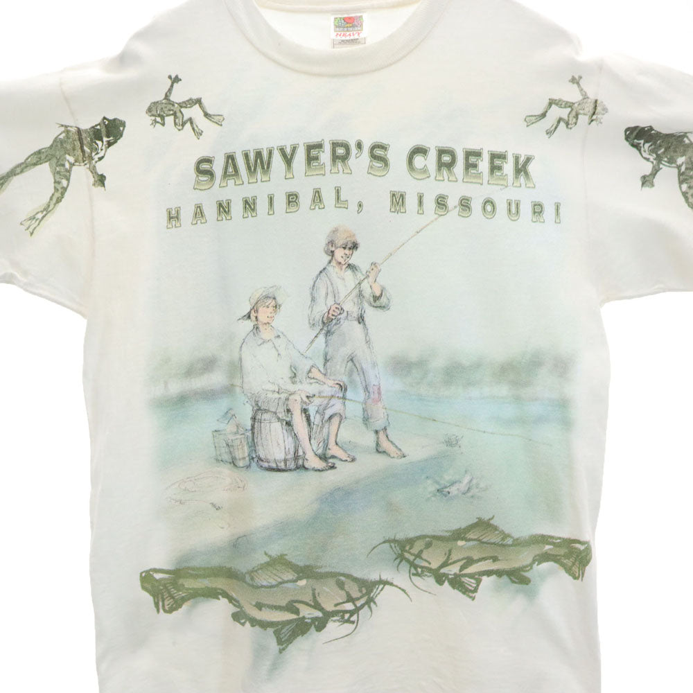 フルーツオブザルーム 90s 半袖 シングルステッチ Tシャツ L ホワイト FRUIT OF THE LOOM ヘビーコットン フィッシュ カエル オールド ヴィンテージ メンズ