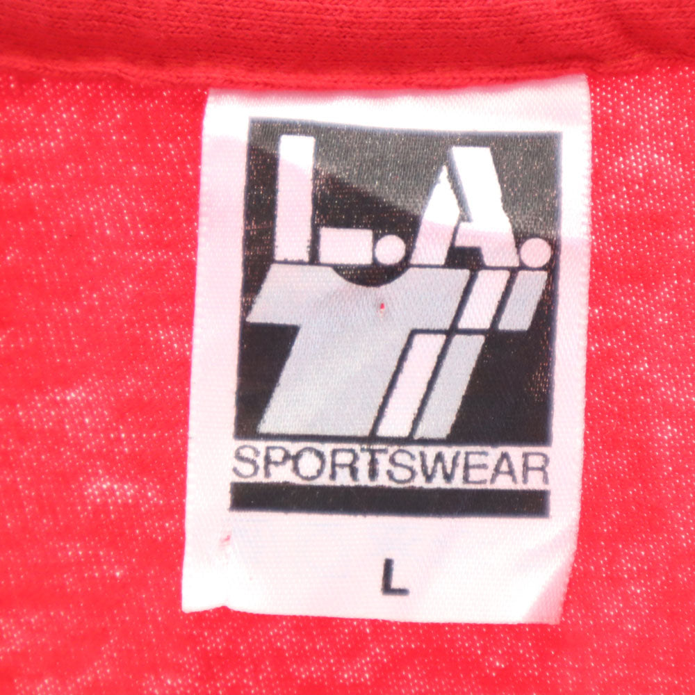 L.A.T 90s USA製 バイカラー 半袖 シングルステッチ Tシャツ L レッド オールド ヴィンテージ メンズ