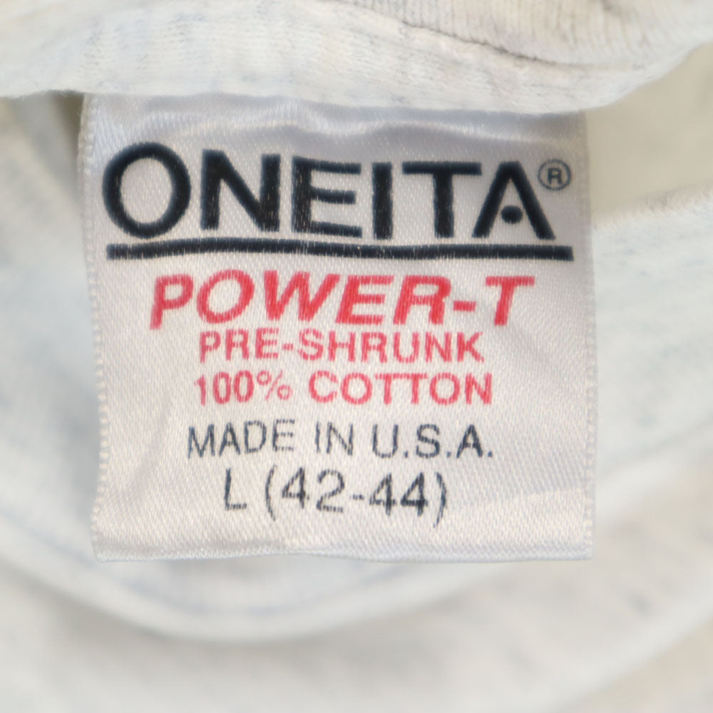 ONEITA オニータ 90s USA製 半袖 シングルステッチ Tシャツ L ライトグレー POWER-T オールド ヴィンテージ メンズ
