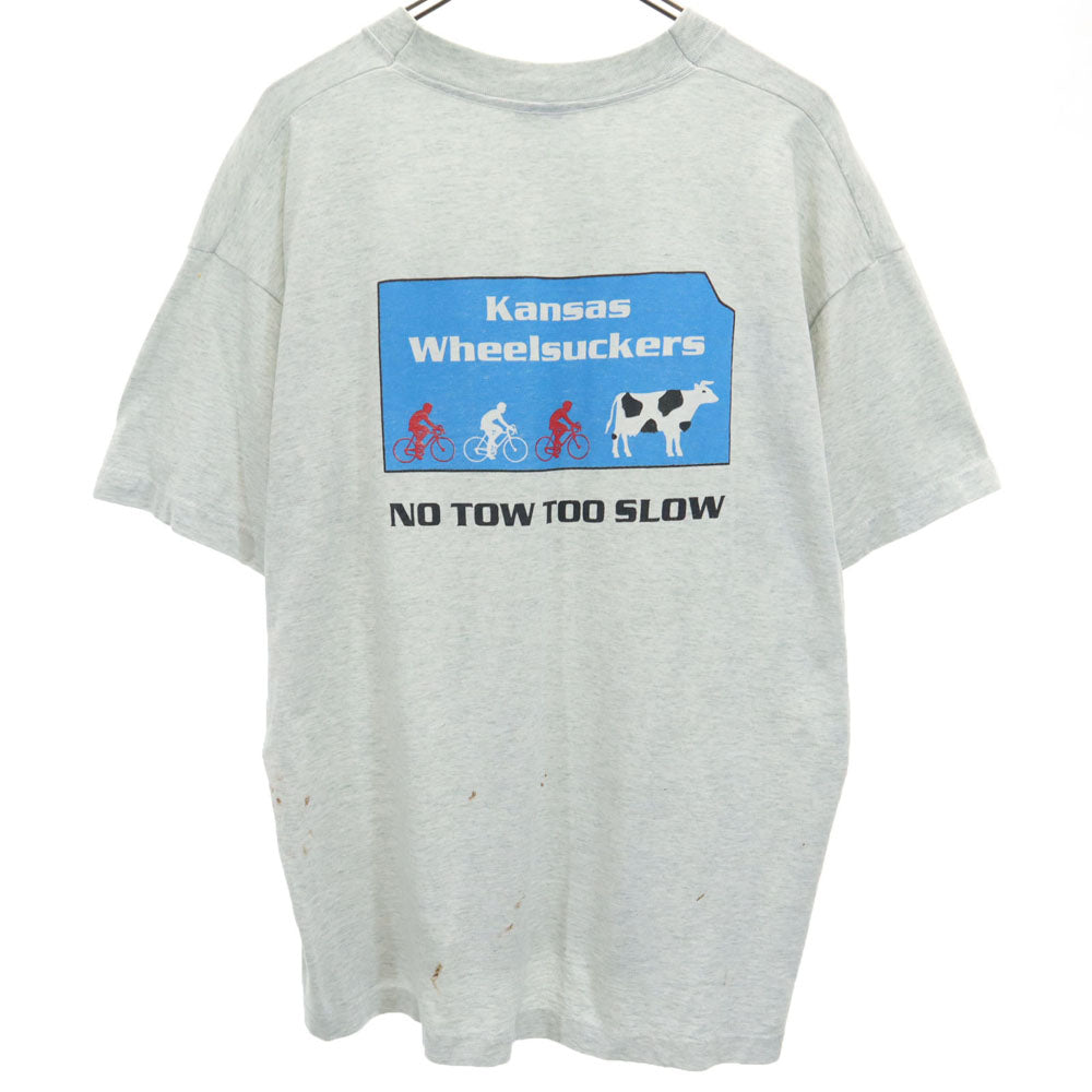 FRUIT OF THE LOOM フルーツオブザルーム 90s USA製 バックプリント 半袖 シングルステッチ Tシャツ XL ライトグレー BEST メンズ