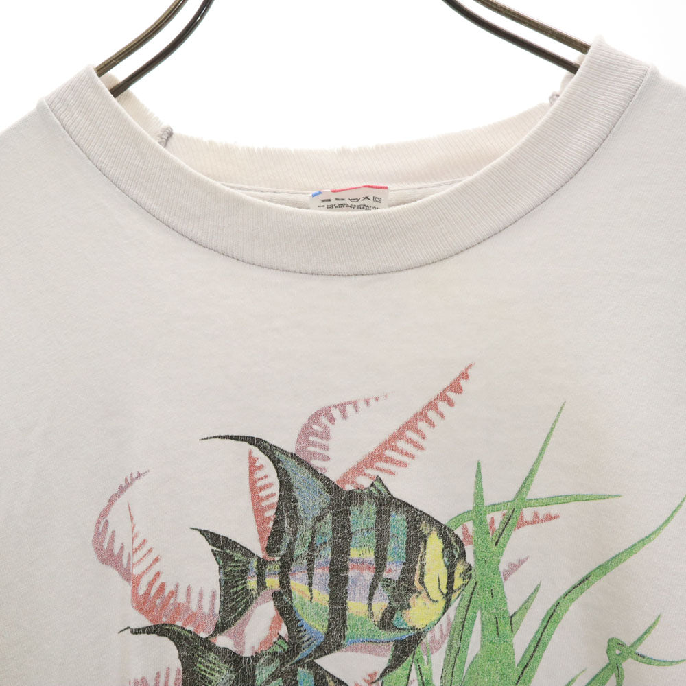 FRUIT OF THE LOOM フルーツオブザルーム 90s USA製 半袖 シングルステッチ Tシャツ S ホワイト フィッシュ オールド ヴィンテージ メンズ