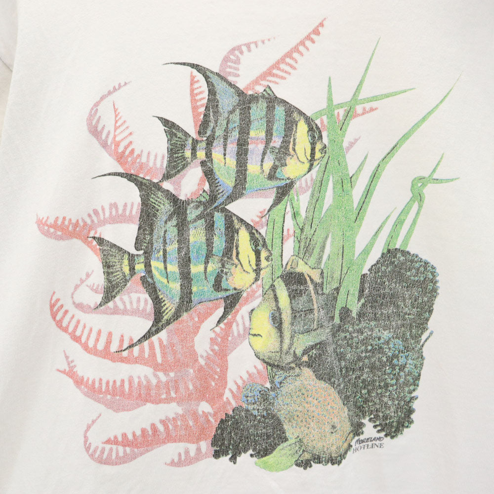 FRUIT OF THE LOOM フルーツオブザルーム 90s USA製 半袖 シングルステッチ Tシャツ S ホワイト フィッシュ オールド ヴィンテージ メンズ