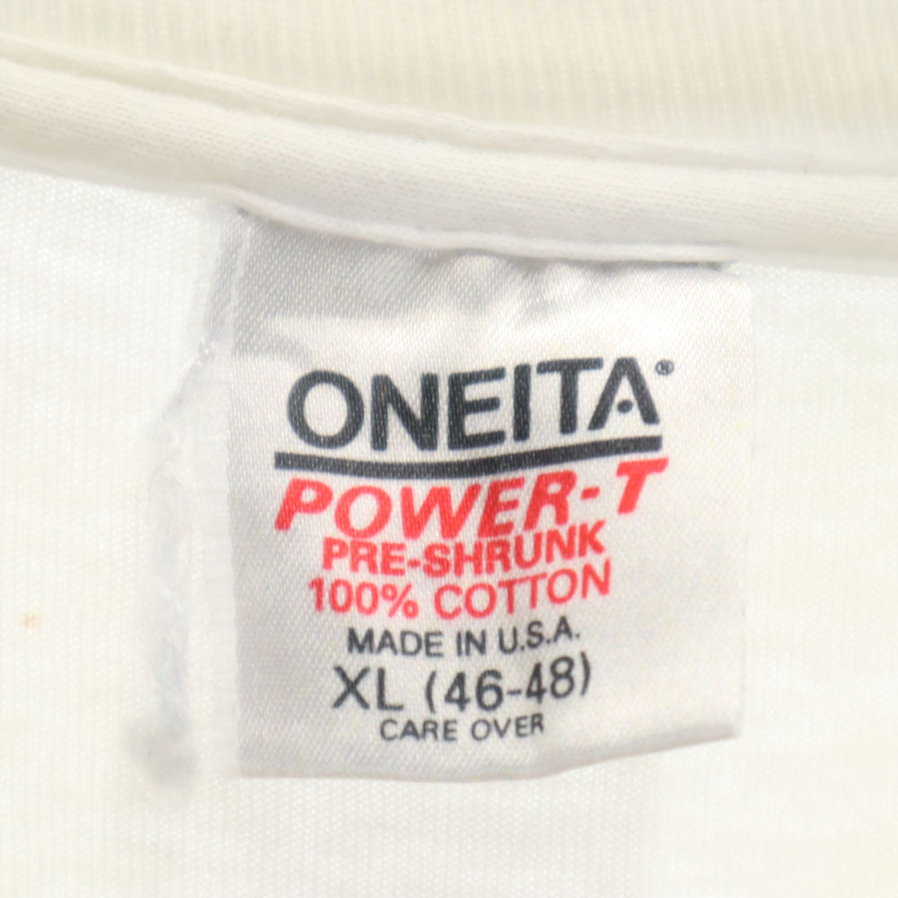 ONEITA オニータ 90s USA製 星条旗 半袖 Tシャツ XL ホワイト POWER-T シングルステッチ オールド ヴィンテージ メンズ