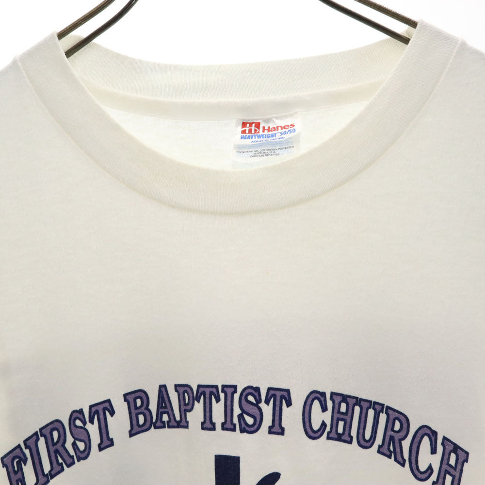 Hanes ヘインズ 90s USA製 プリント 半袖 シングルステッチ Tシャツ XL ホワイト オールド ヴィンテージ メンズ