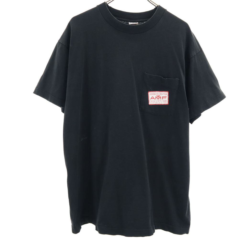 FRUIT OF THE LOOM フルーツオブザルーム 90s USA製 バックプリント 半袖 AMF Tシャツ XL ブラック シングルステッチ オールド ヴィンテージ メンズ