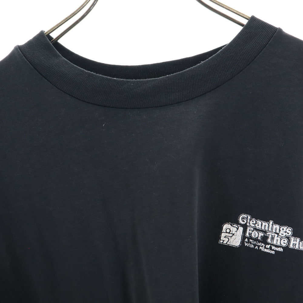 Hanes ヘインズ 80s USA製 半袖 シングルステッチ Tシャツ XXL ブラック ビックサイズ オールド ヴィンテージ メンズ