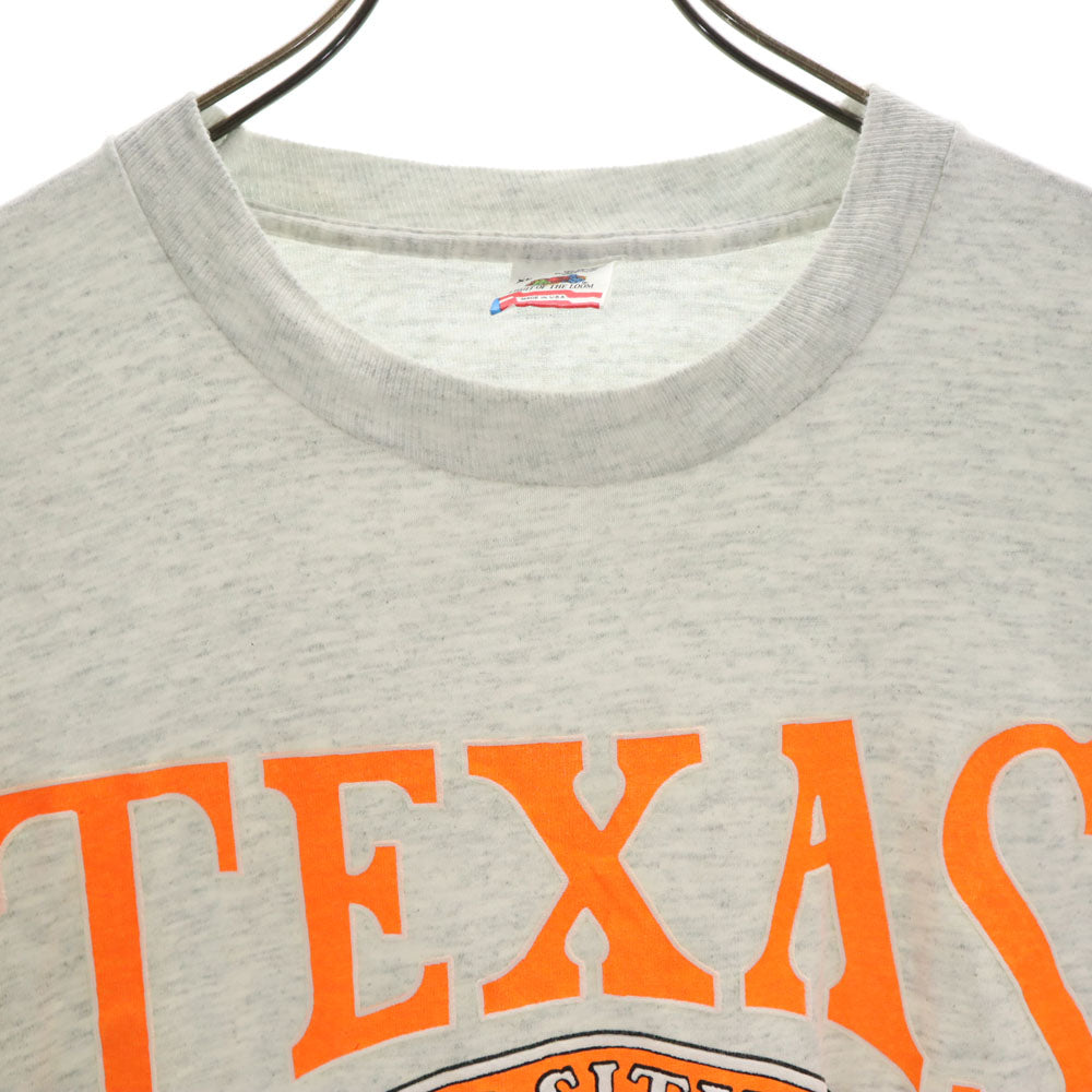 フルーツオブザルーム 90s USA製 TEXAS 半袖 Tシャツ XL ライトグレー FRUIT OF THE LOOM カレッジ シングルステッチ オールド ヴィンテージ メンズ