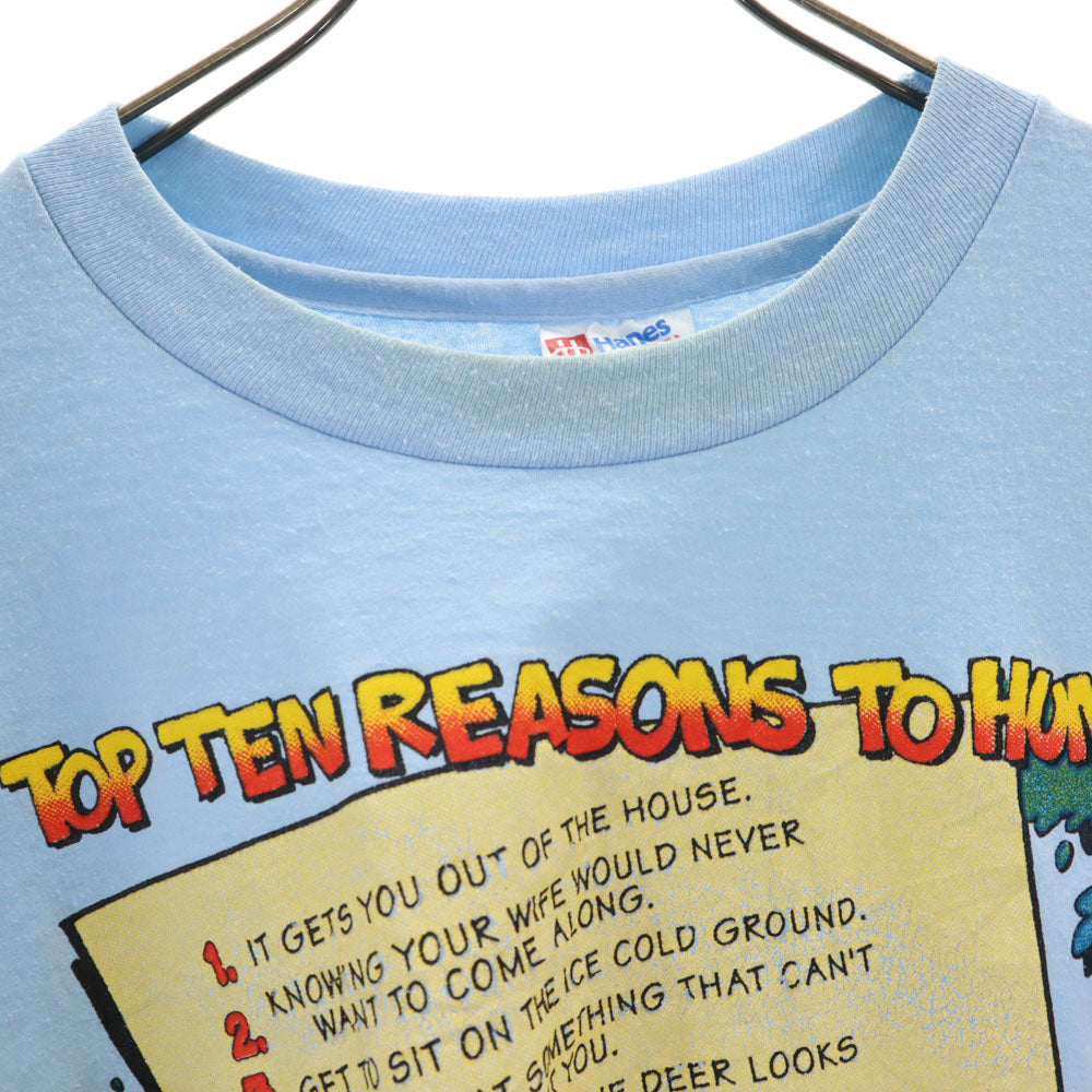 Hanes ヘインズ 90s USA製 半袖 シングルステッチ Tシャツ XL 水色系 オールド ヴィンテージ メンズ