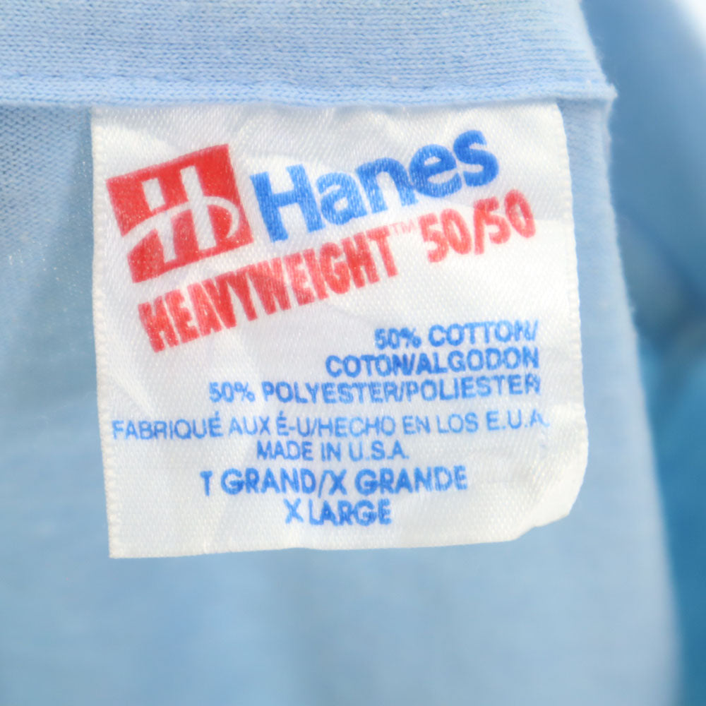 Hanes ヘインズ 90s USA製 半袖 シングルステッチ Tシャツ XL 水色系 オールド ヴィンテージ メンズ