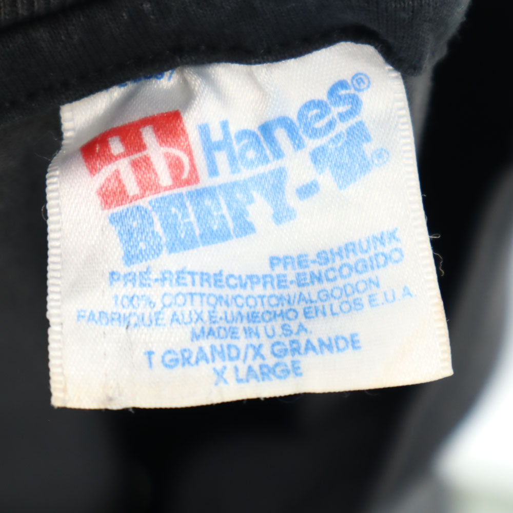 ヘインズ 90s USA製 アニマルプリント 半袖 シングルステッチ Tシャツ XL チャコールブラック Hanes BEEFY-T オオカミ オールド ヴィンテージ メンズ