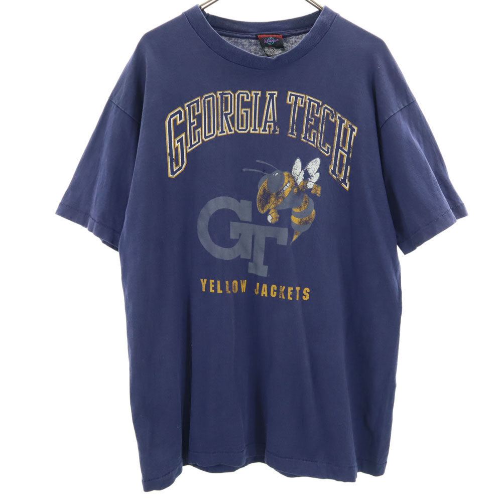 ガーメントグラフィック 90s USA製 半袖 シングルステッチ Tシャツ XL ネイビー オールド ヴィンテージ メンズ