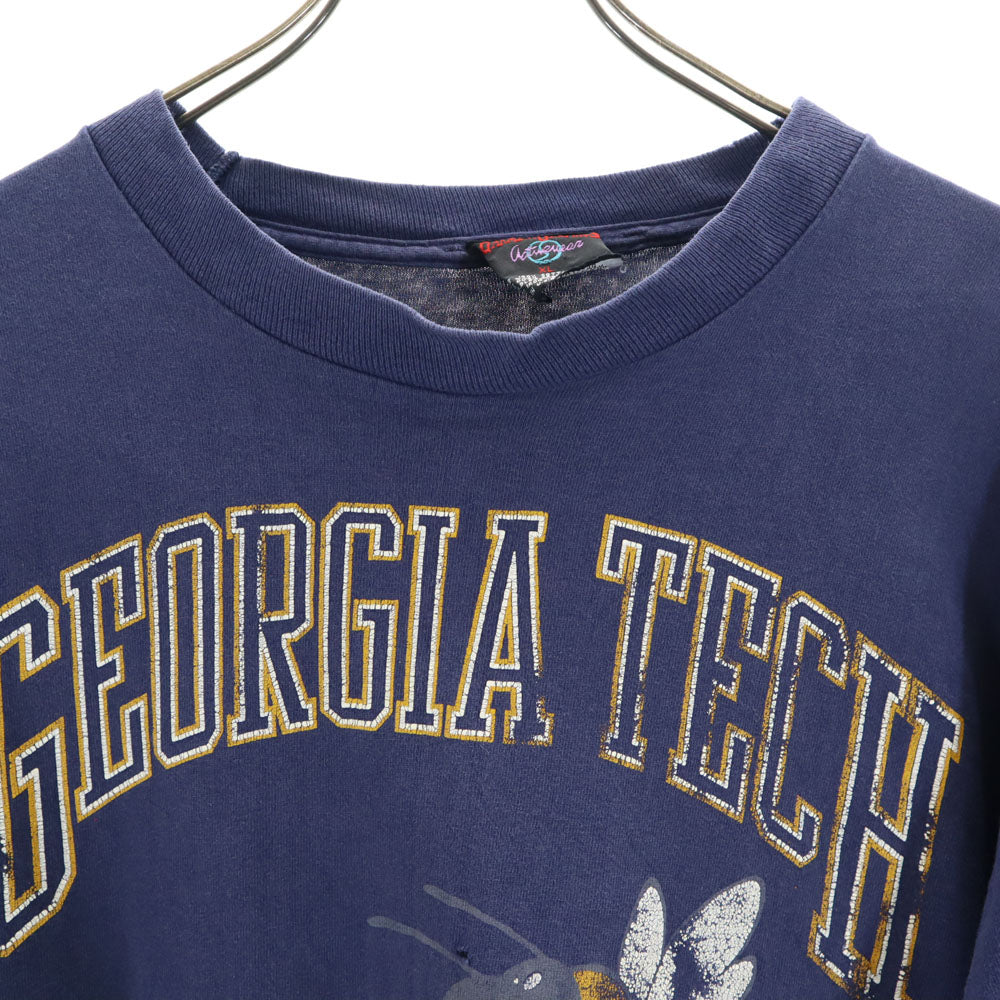 ガーメントグラフィック 90s USA製 半袖 シングルステッチ Tシャツ XL ネイビー オールド ヴィンテージ メンズ