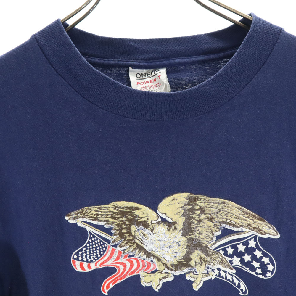 ONEITA オニータ 90s USA製 半袖 シングルステッチ Tシャツ L ネイビー POWER-T オールド ヴィンテージ メンズ