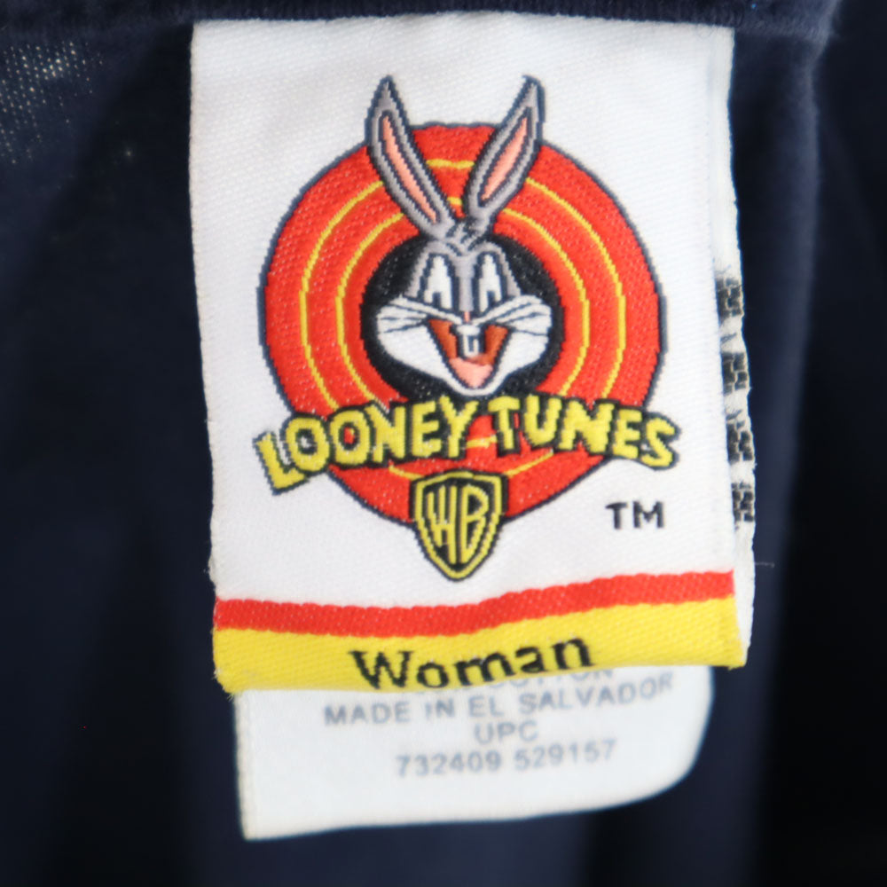 LOONEY TUNES ルーニーテューンズ 90s トゥイーティー 半袖 Vネック Tシャツ 22/24 ネイビー シングルステッチ オールド ヴィンテージ レディース