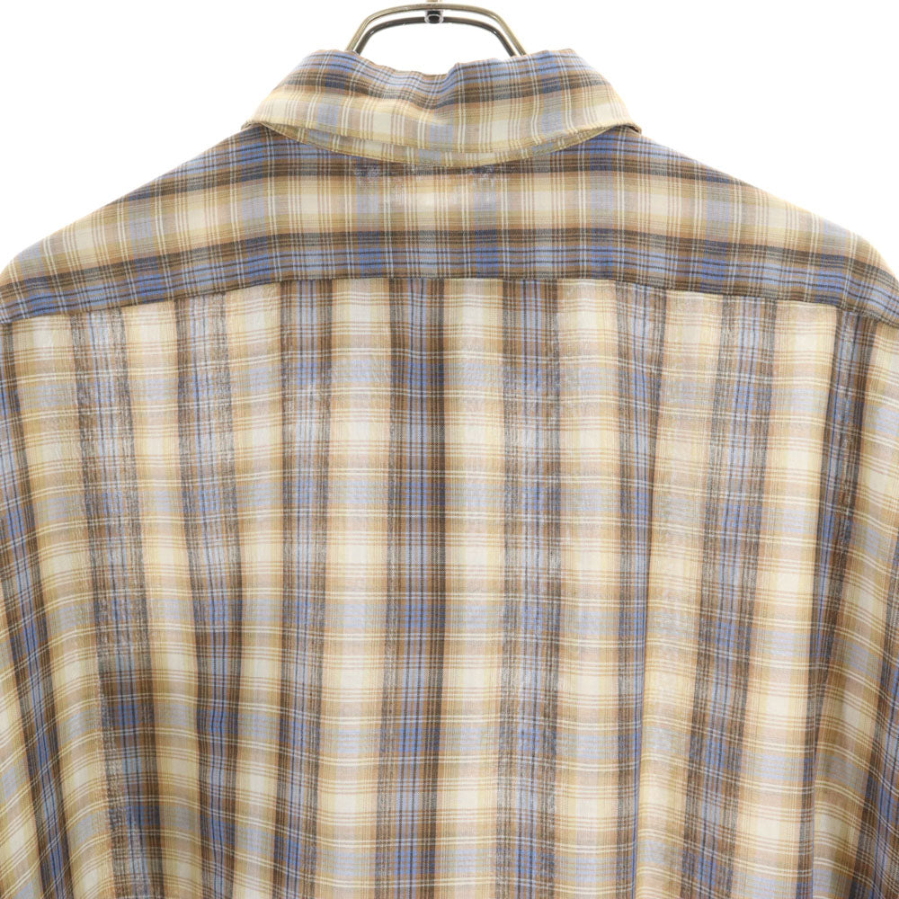 キングスポーツ 70s チェック柄 半袖 シャツ XL ベージュ系 オールド ヴィンテージ メンズ