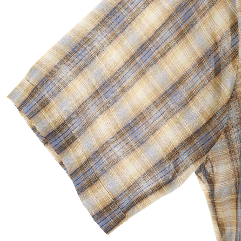 キングスポーツ 70s チェック柄 半袖 シャツ XL ベージュ系 オールド ヴィンテージ メンズ