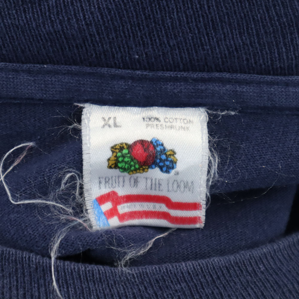 フルーツオブザルーム 90s USA製 半袖 Tシャツ XL ネイビー FRUIT OF THE LOOM シングルステッチ オールド ヴィンテージ メンズ