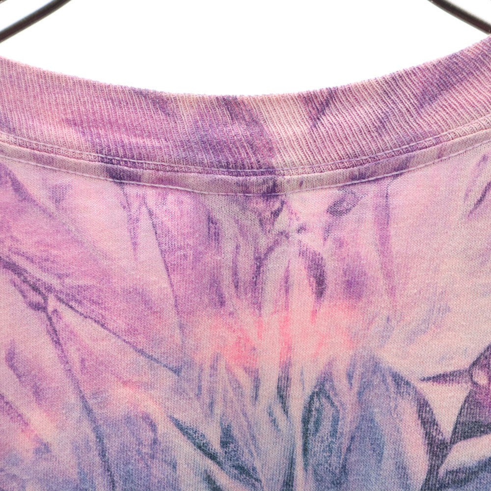 フルーツオブザルーム 90s USA製 総柄 半袖 タイダイ Tシャツ XL パープル系 FRUIT OF THE LOOM シングルステッチ オールド メンズ