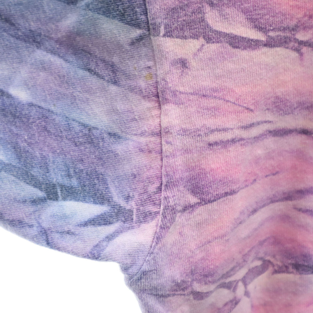 フルーツオブザルーム 90s USA製 総柄 半袖 タイダイ Tシャツ XL パープル系 FRUIT OF THE LOOM シングルステッチ オールド メンズ