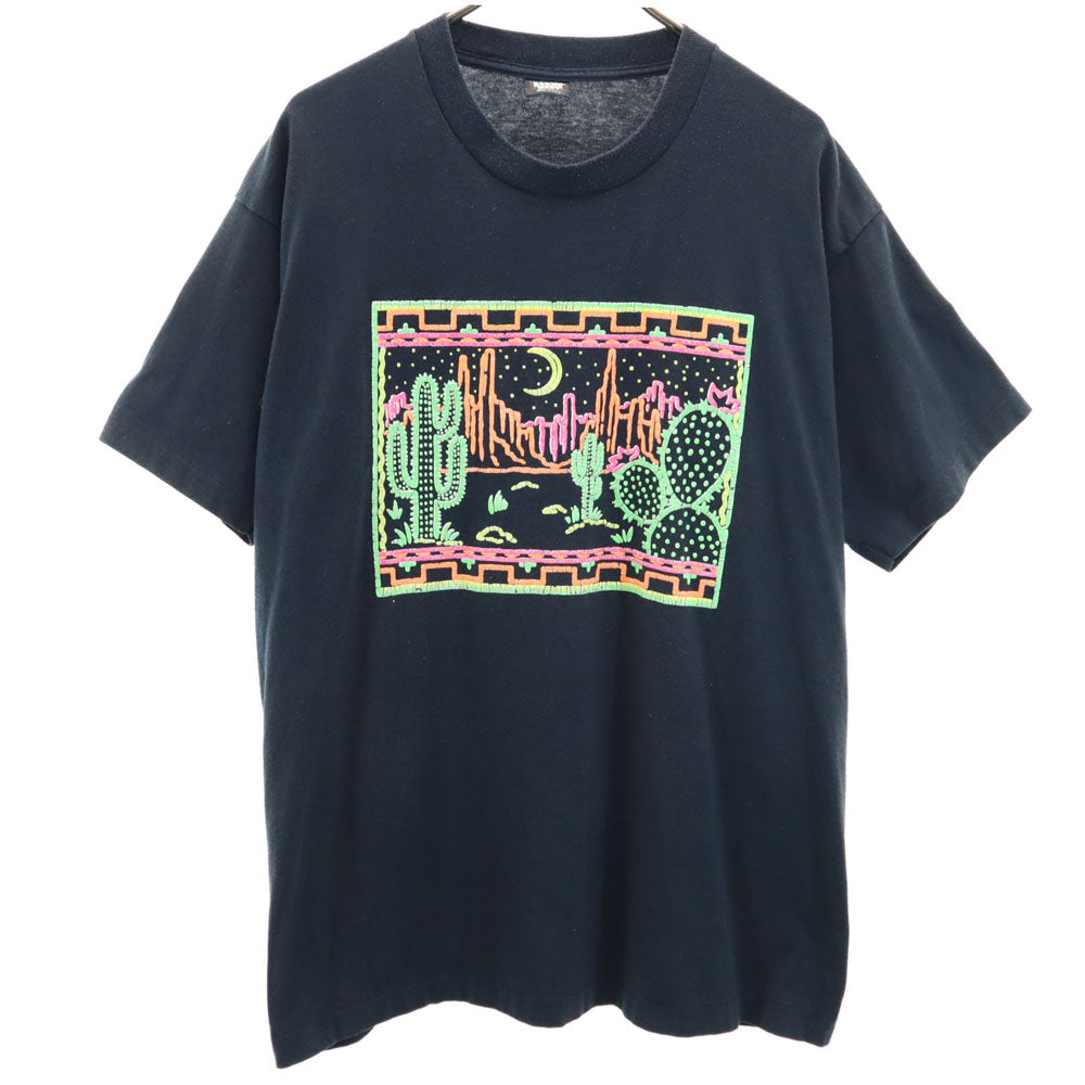 SCREEN STARS BEST スクリーンスターズベスト 90s USA製 ネオンプリント 半袖 Tシャツ XXL ブラック シングルステッチ オールド メンズ