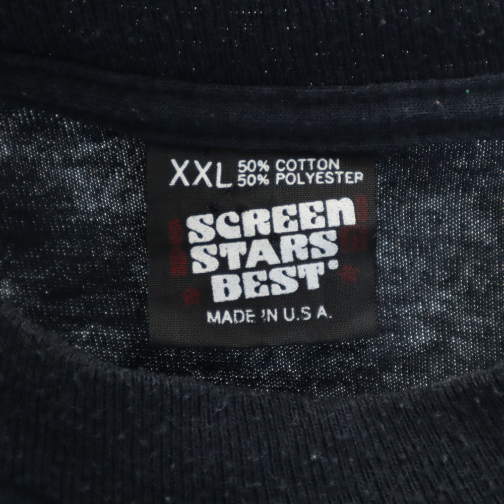 SCREEN STARS BEST スクリーンスターズベスト 90s USA製 ネオンプリント 半袖 Tシャツ XXL ブラック シングルステッチ オールド メンズ