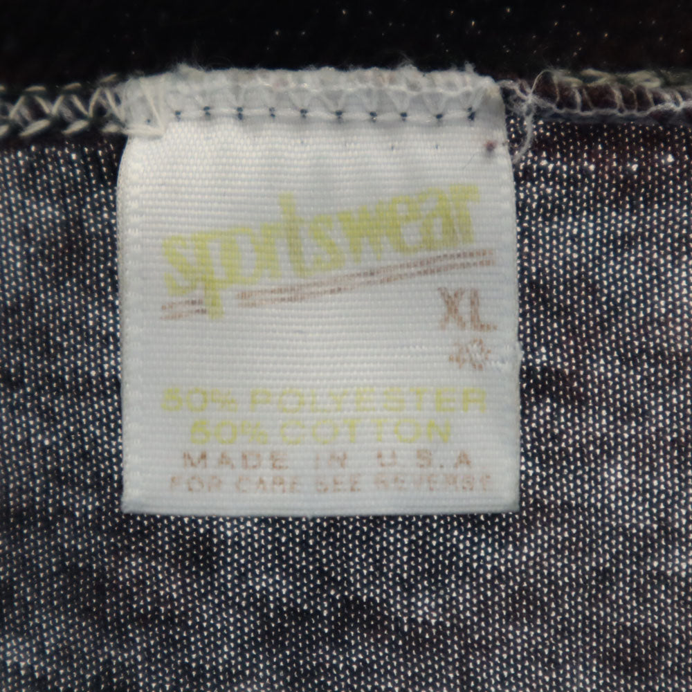 sportswear スポーツウェア 70s 80s USA製 半袖 ブリーチ加工 Tシャツ XL ブラック系 シングルステッチ ヴィンテージ メンズ