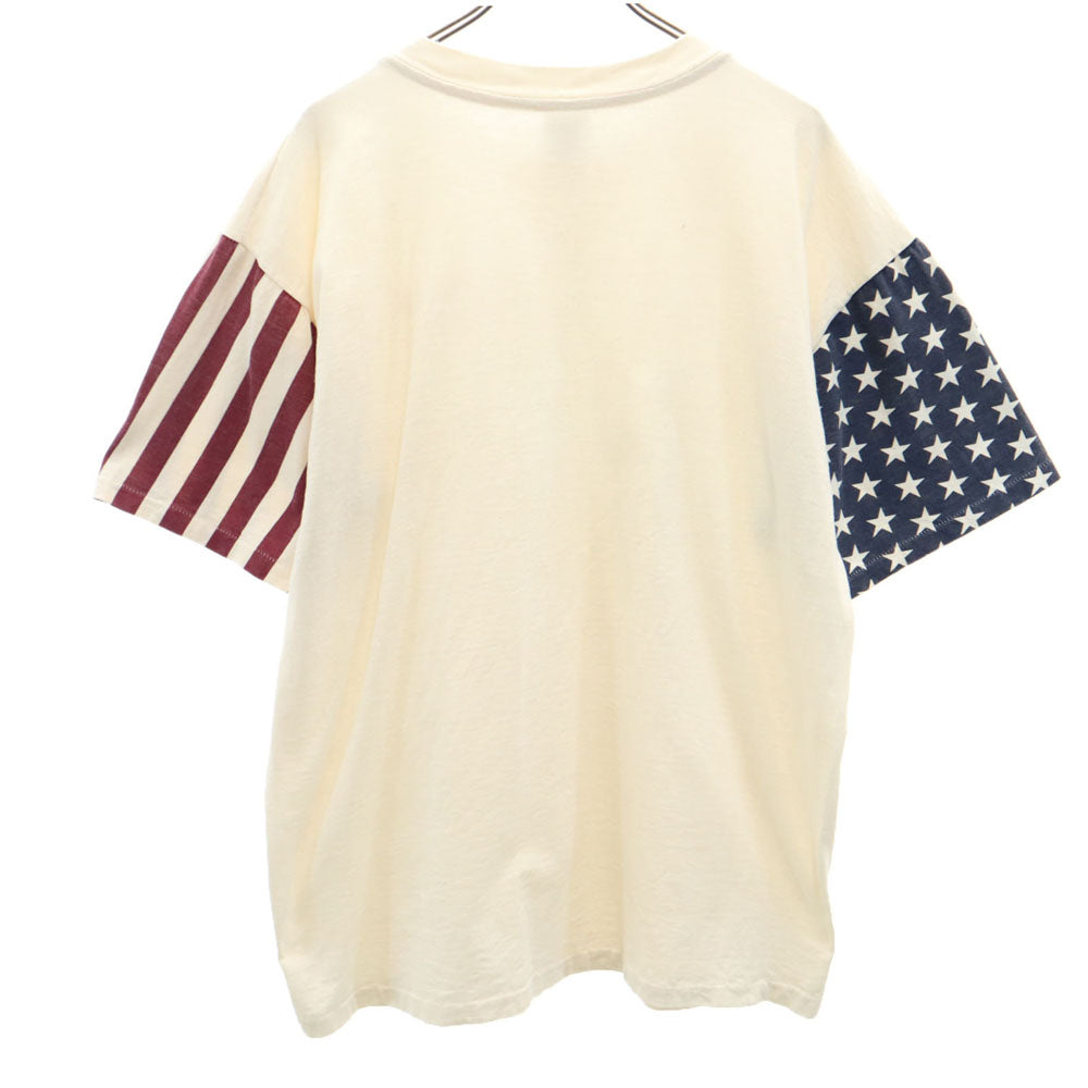 L.A.T SPORTSWEAR 90s USA製 アメリカ国旗柄 半袖 Tシャツ XL ベージュ系 シングルステッチ オールド メンズ