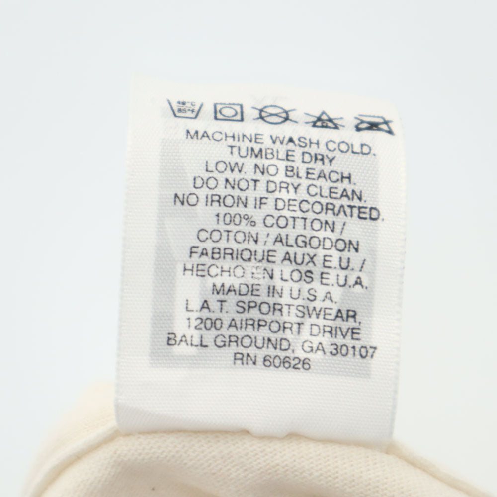 L.A.T SPORTSWEAR 90s USA製 アメリカ国旗柄 半袖 Tシャツ XL ベージュ系 シングルステッチ オールド メンズ