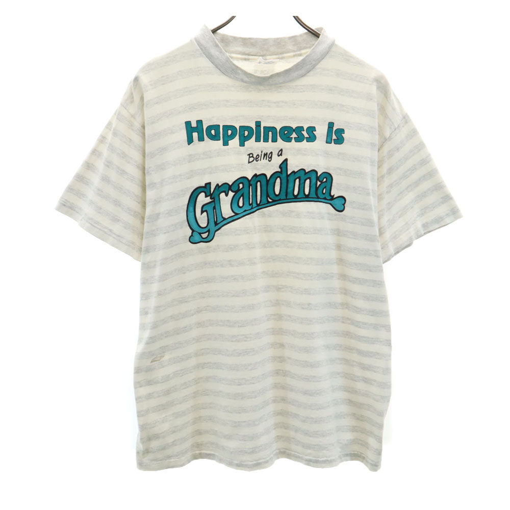 DELTA デルタ 90s USA製 ボーダー 半袖 Tシャツ XL グレー系 シングルステッチ オールド メンズ