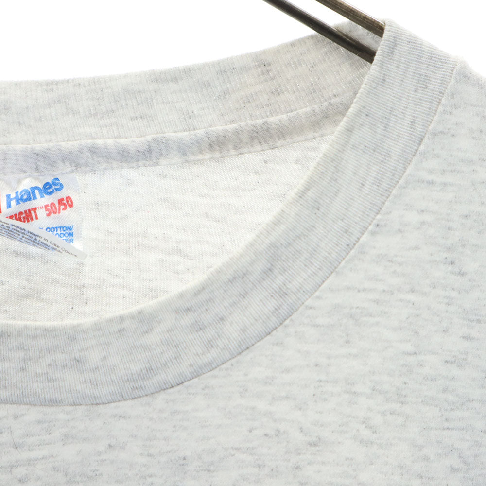 ヘインズ 90s USA製 プリント 半袖 Tシャツ XL グレー系 Hanes シングルステッチ オールド メンズ