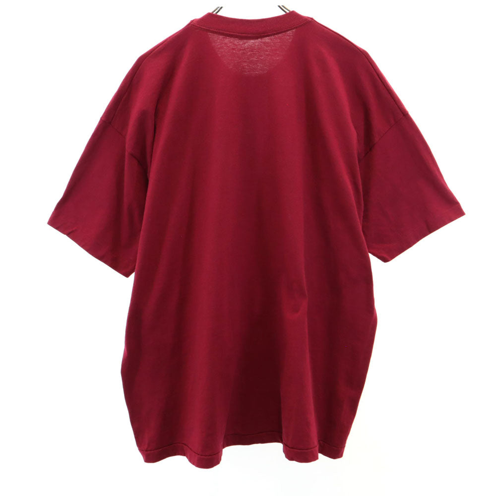 FRUIT OF THE LOOM フルーツオブザルーム 90s USA製 プリント 半袖 Tシャツ XXL ボルドー ビッグサイズ シングルステッチ オールド メンズ