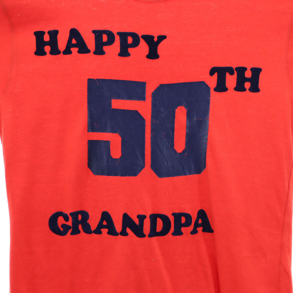 CALHOUN 90s プリント 半袖 Tシャツ L レッド系 シングルステッチ オールド メンズ