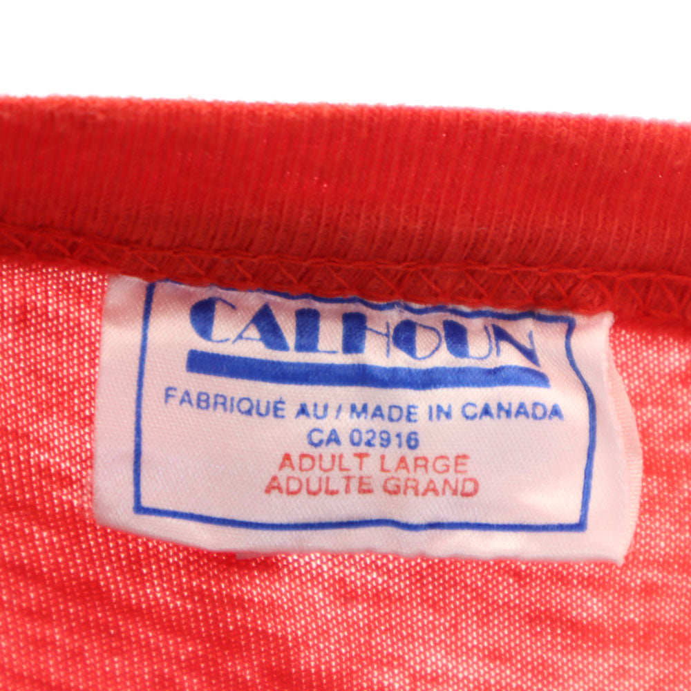 CALHOUN 90s プリント 半袖 Tシャツ L レッド系 シングルステッチ オールド メンズ