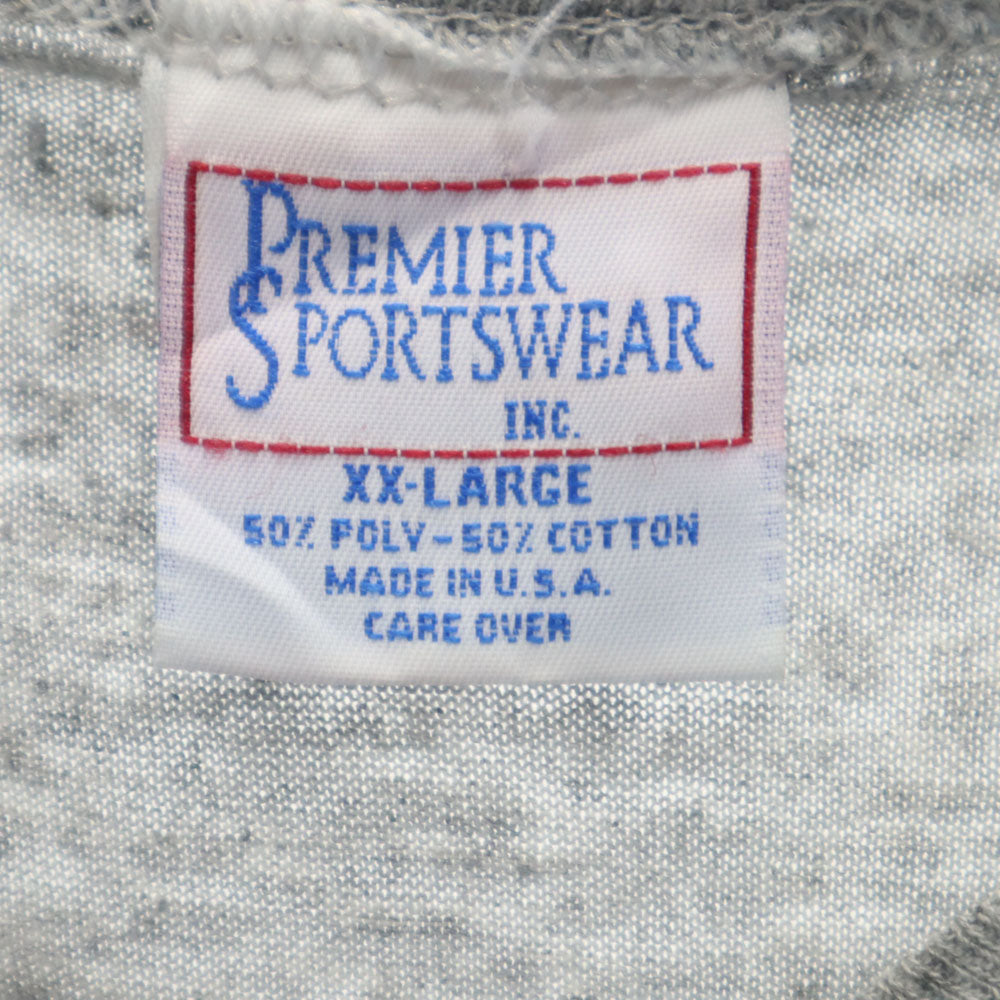 PREMIER SPORTSWEAR 90s USA製 プリント 半袖 切り替え Tシャツ XXL グレー系 PREMIER SPORTSWEAR ビッグサイズ シングルステッチ オールド メンズ