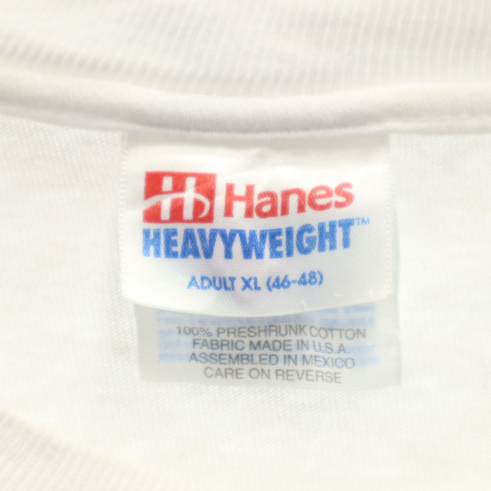 Hanes ヘインズ 90s USA製 プリント 半袖 Tシャツ XL ホワイト系 シングルステッチ オールド メンズ