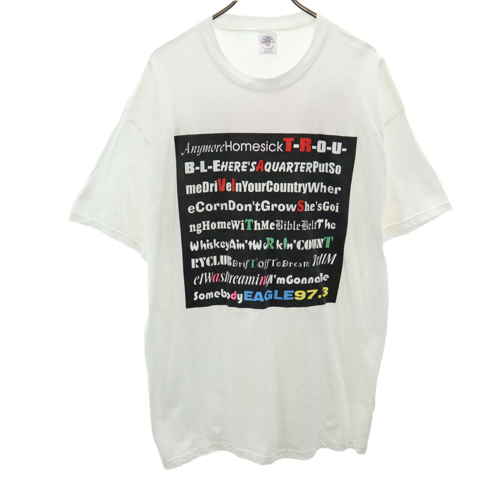 GLOBAL SPORT 90s 00s USA製 プリント 半袖 Tシャツ XL ホワイト系 オールド メンズ