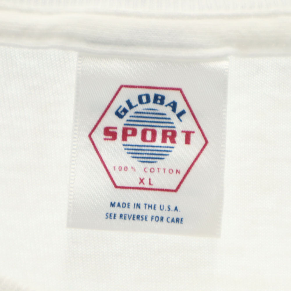GLOBAL SPORT 90s 00s USA製 プリント 半袖 Tシャツ XL ホワイト系 オールド メンズ